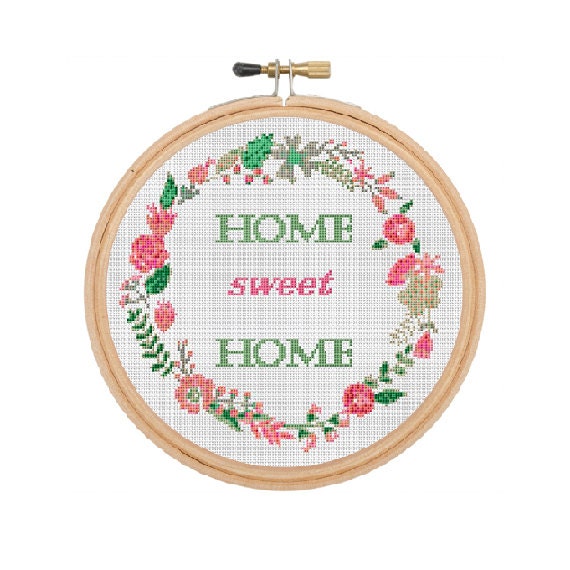 Home Sweet Home Cross Stitch Pattern Vintage. Home Modern