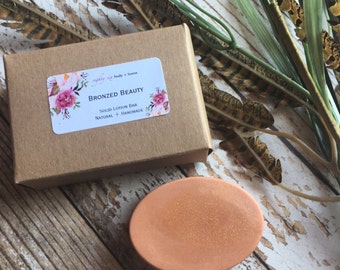 BRONZED BEAUTY Solid Body Lotion Bar + Bronzing Spa Massage Bar + Tinted Moisturizer + Summer Glow Dry Skin Care