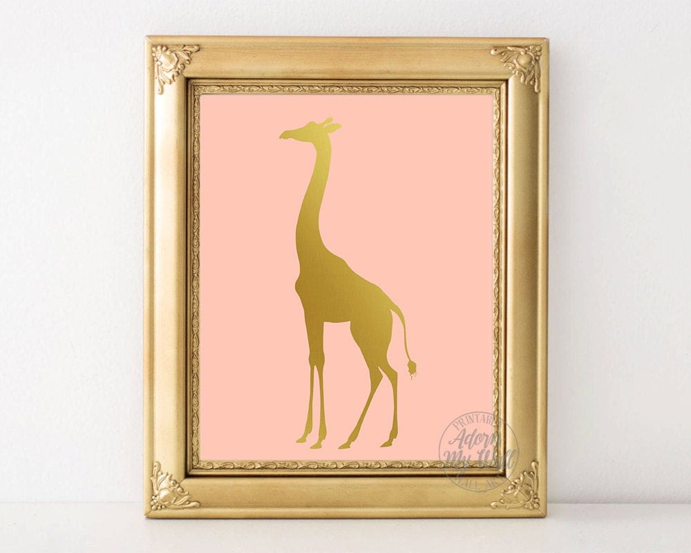 Giraffe print gold giraffe giraffe wall art giraffe by AdornMyWall