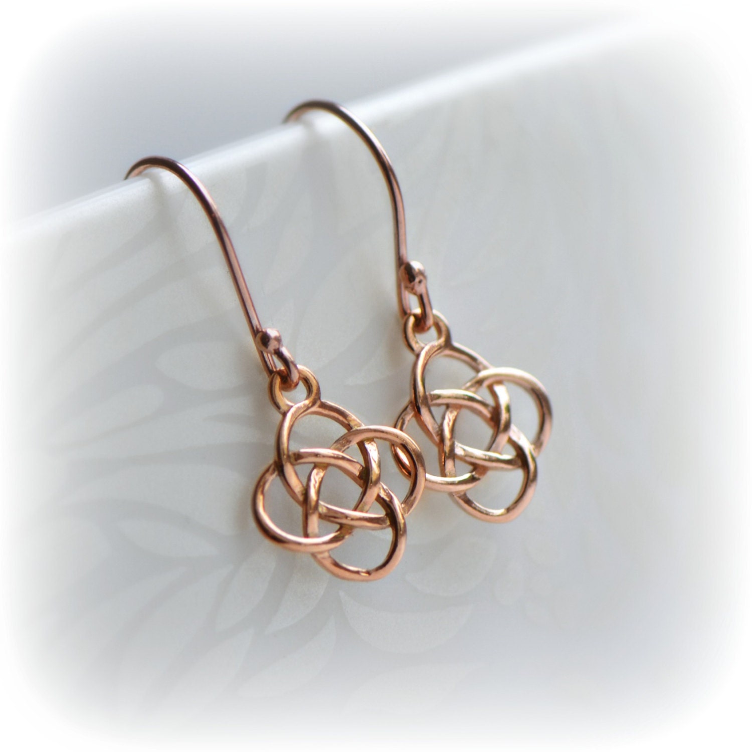 Rose Gold Celtic Earrings Irish Love Knot Earrings Rose Gold