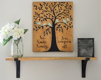 Family Tree Wood Sign, Tree of Life Sign, Family Sign, Family Sign with Quote, Personalized Sign, Personalized Family Sign, 11x13