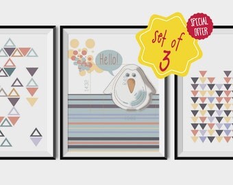 Set of 3 wall art, Playroom wall decor, Nursery decor wall art, Geometric art print, baby prints, minimalist nursery, nursery decorations