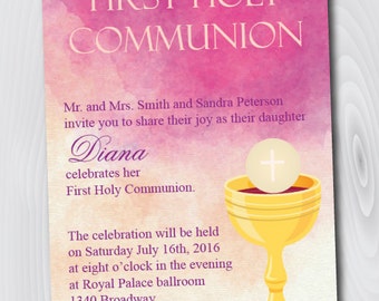 Communion Invitation Golden First Holy Communion