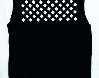 Lattice Cutout Tank Top / Summer Cut Out Shirt / Cut Off Sleeves