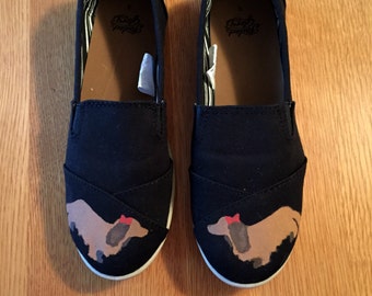 Custom Dachshund Silhouette Hand-Painted Shoes!