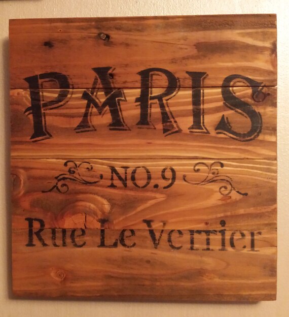 12x12 Vintage French Sign Vintage Paris Sign Reclaimed Wood
