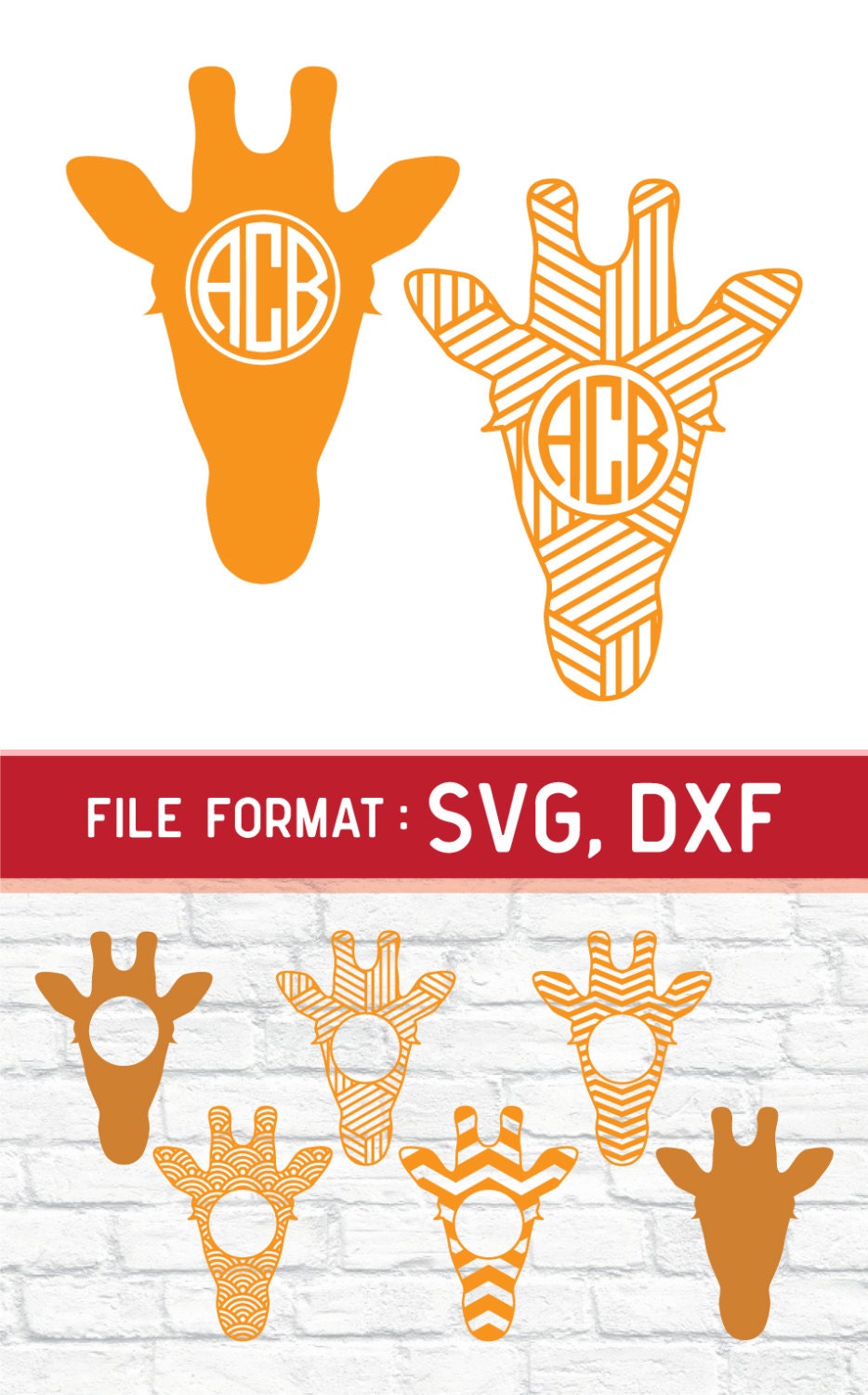 Download Giraffe Monogram SVG files for Cricut Die Cut Machine Vinyl
