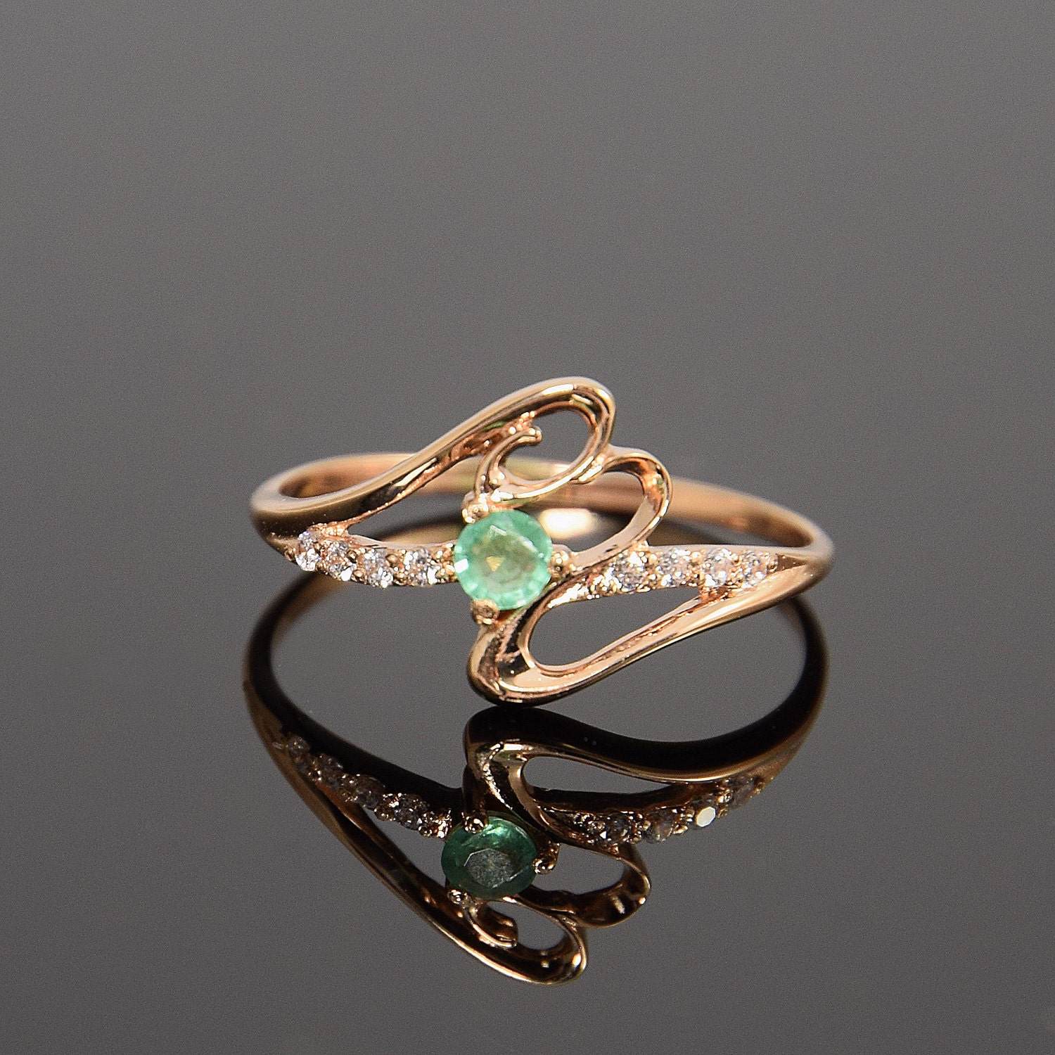 Promise ring Emerald ring Gold emerald ring May birthstone