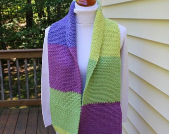 Color Block Scarf, Crochet Scarf, Winter Fashion, Winter Crochet Scarf, Wide Stripes Scarf