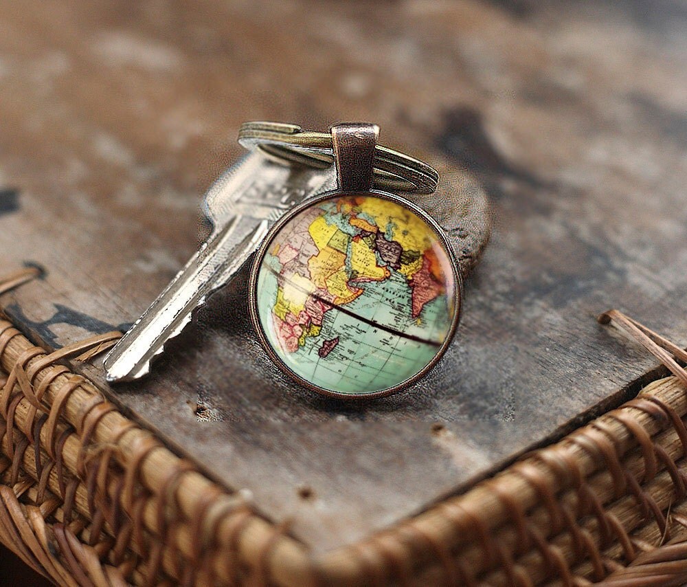 World Map Globe Keychain Earth Keychain Globe Keychain Map