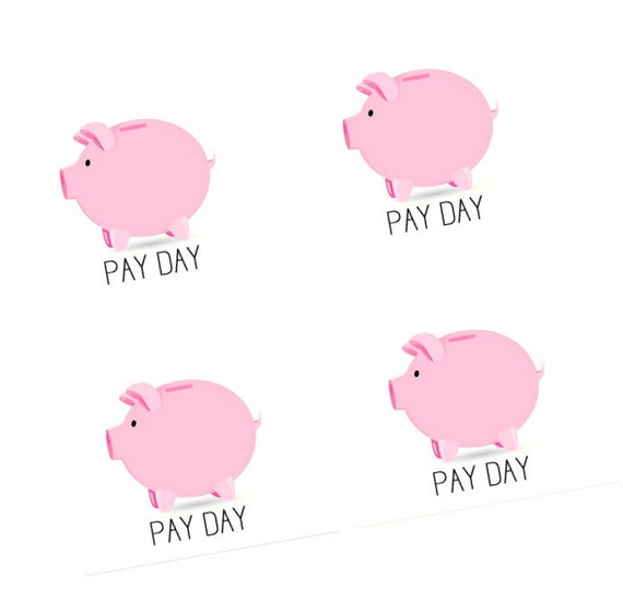 Piggy Bank Pay Day Printable Stickers for Erin Condren Planner