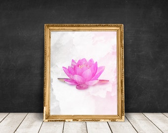 lotus flower art, lotus painting, lotus wall decor, flower art print, lotus wall art, lotus poster, lotus flower print pink watercolor lotus