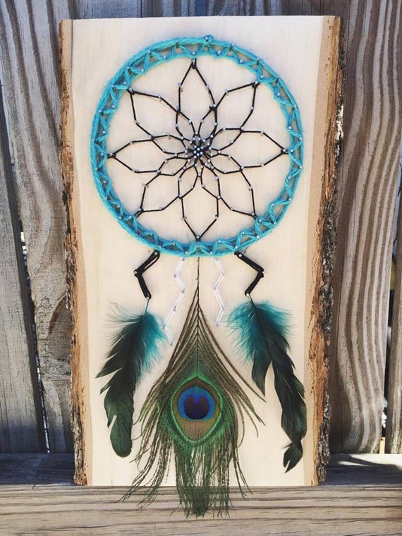 Turquoise Peacock Feather Dream Catcher String Art