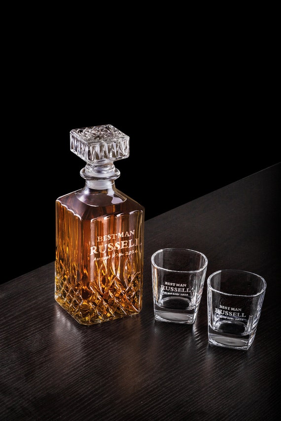 6 Sets Personalized Whiskey Decanter Best Man by FancyWeddingGift