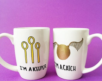 Harry Potter, Literary Gift, I'm A Keeper, I'm A Catch, Couples Mugs, Nerdy Gifts, Geeky Gifts, Harry Potter Mugs, Geek Gift, Geekery
