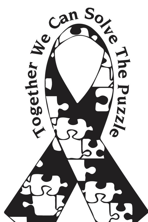 Puzzle Piece Ribbon Decal. Autism by ShopAwarenessDecals on Etsy