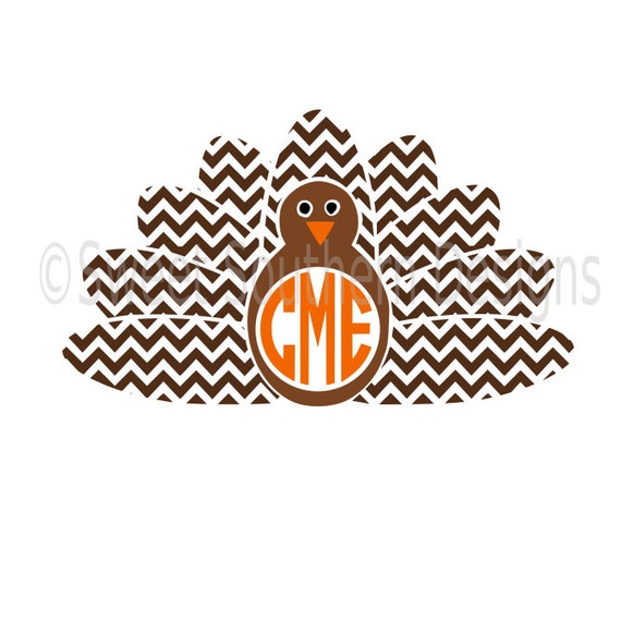 Download Turkey chevron monogram Thanksgiving SVG instant download