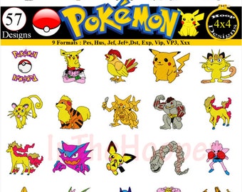 Pokemon Embroidery Designs Pes, Hus, Jef, Dst, Exp, Jef+, Vip, Vp3, Xxx