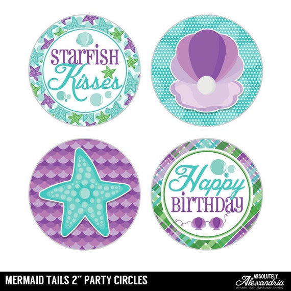 mermaid-tails-digital-2-two-inch-party-circles-girls-birthday-party