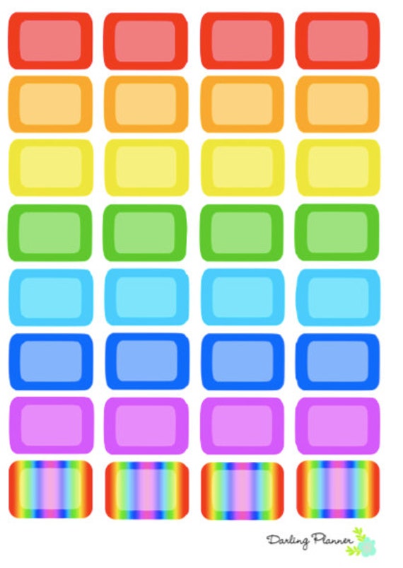 printable rainbow half box stickers
