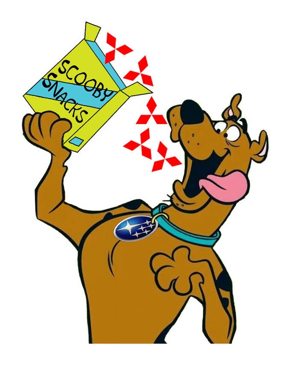 Items Similar To Scooby Doo With Subaru Emblem Tag Eating Evo Scooby Snacks On Etsy