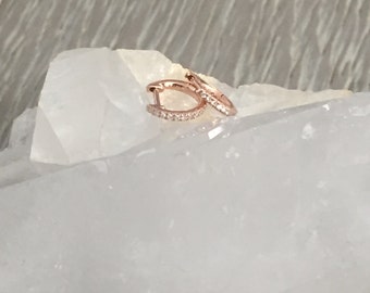 MINI Diamond Huggies, Rose Gold, Diamond Huggie Earrings, Huggies, Hoop Earrings, Tiny Hoop Earrings, Wedding Huggies, Gold Huggies, Huggies