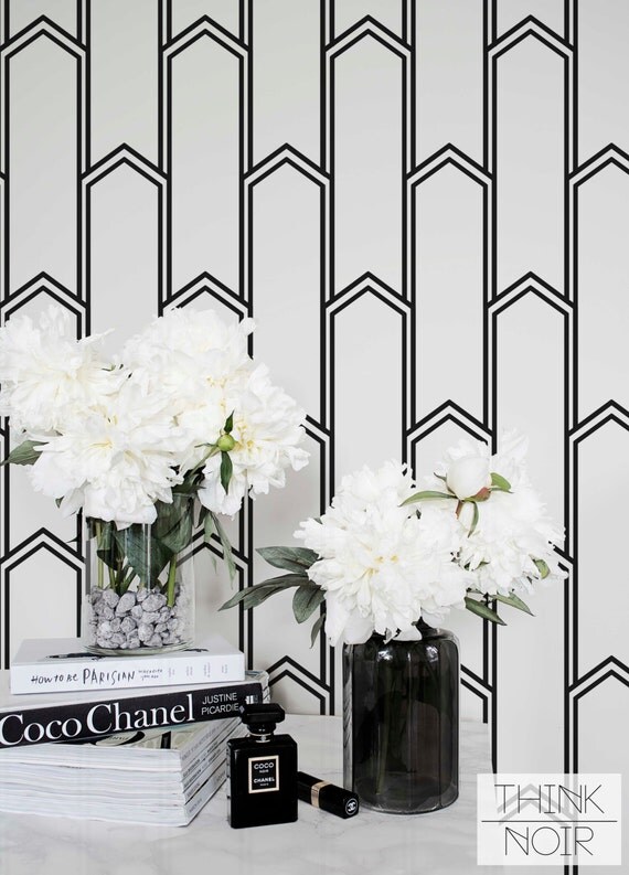 Minimalistic Art Deco Removable Wallpaper / Self Adhesive