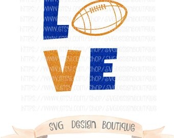 Love Football SVG - Sports SVG- Football Cut File - Glitter Football Svg - Vinyl cutting file | Silhouette & Cricut Design - DXF