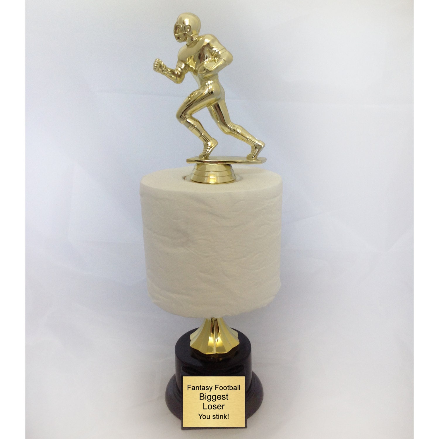 Fantasy Football Toilet Paper Trophy with 4 lines of custom