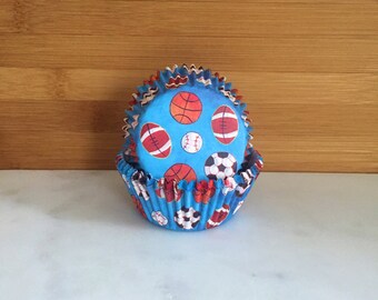 Sports Cupcake Liners, Standard Sized, Baking Cups (50)