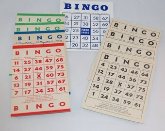 Items similar to Vintage Bingo Cards, Set of six ( 6) Cards, Country ...