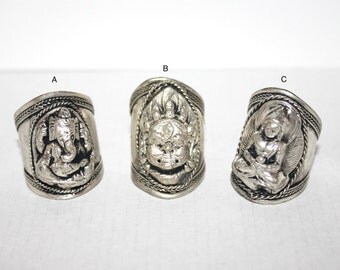 Adjustable ring, Ganesha Ring, Mahakala Ring, Buddha Ring, Boho Ring, Silver Ring, Tribal Ring, Gypsy Ring, Tibetan Ring, statement ring