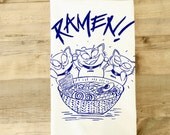 Ramen Tea Towel Ramen Dish Towel Japanese noodle soup cats Maneki neko manekineko kawaii otaku dish towel