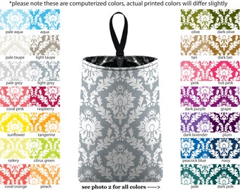 Auto Trash - Damask - PICK YOUR COLOR - Car Trash Bag Car Accessory Automobile Caddy Trash Bin Garbage Floral Custom