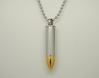 Bullet Cremation Jewelry Engravable Bullet Urn Necklace Gold & Silver For Person or Pet Memorial Keepsake Urn Pendant Ash Holder Urns