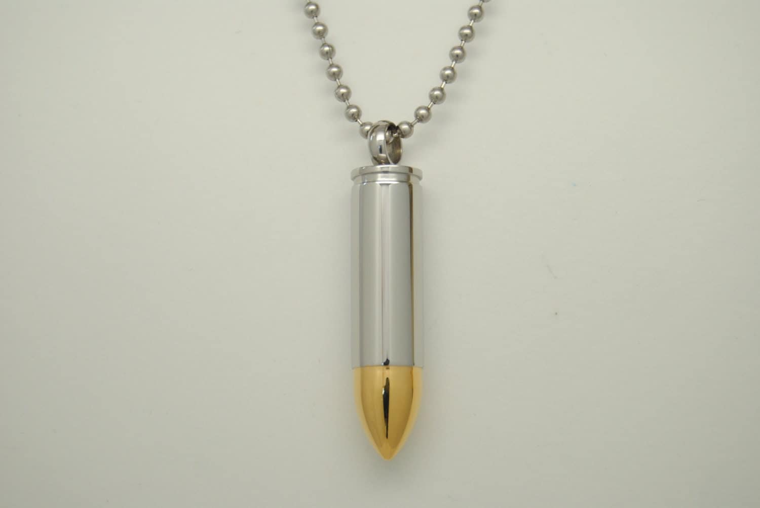 Bullet Cremation Jewelry Engravable Bullet Urn Necklace Gold