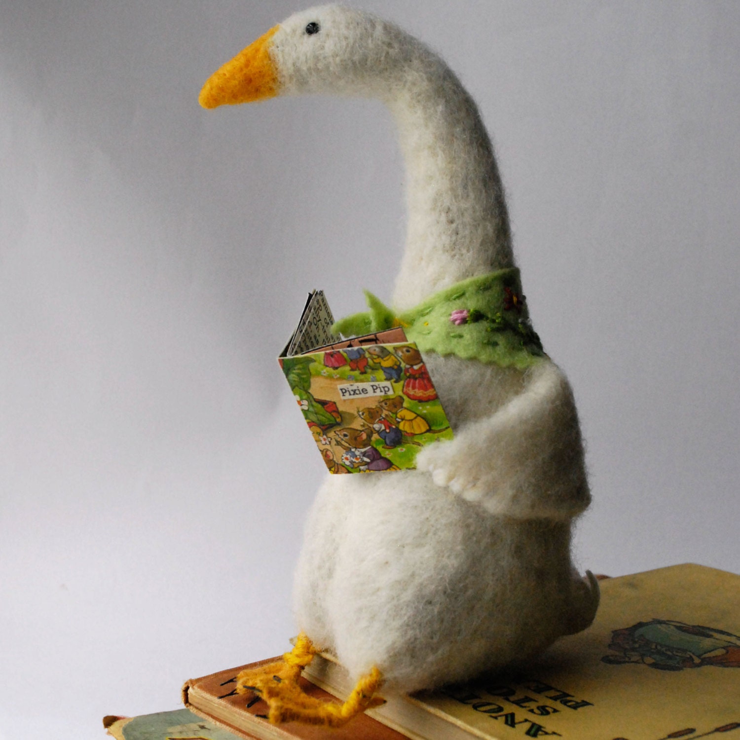 An Original Needle Felted Animal Sitting Mother Goose with