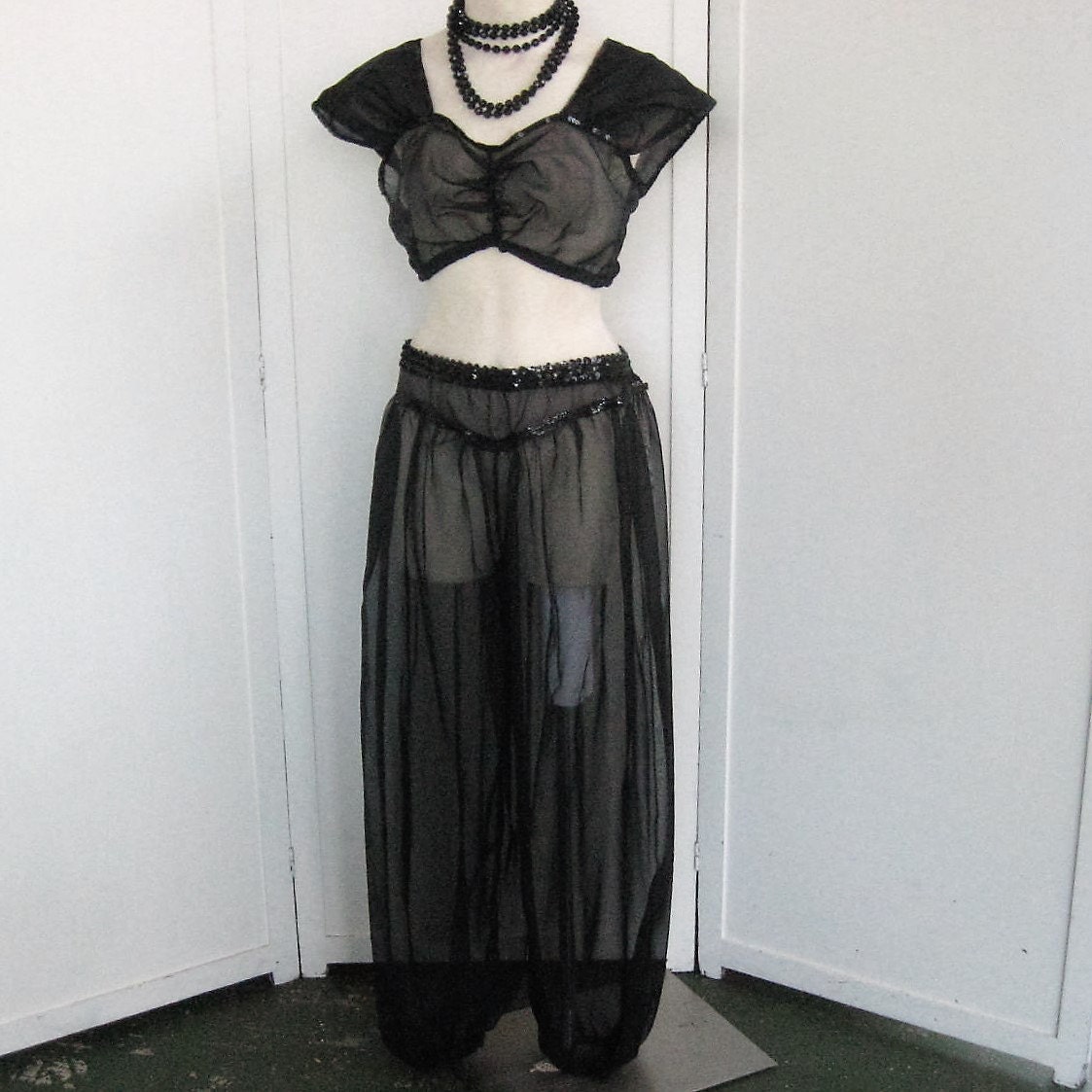 Women's Vintage Sheer Black Harem Girl Belly Dance