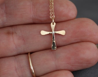 cross necklace, gold cross necklace, silver cross necklace, delicate cross, small cross, sterling silver, christian gift, N178