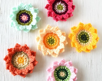 PDF Pattern - Candy Blossom Crochet Flower Pattern, Flower Crochet Pattern, Crochet Sunflower Pattern