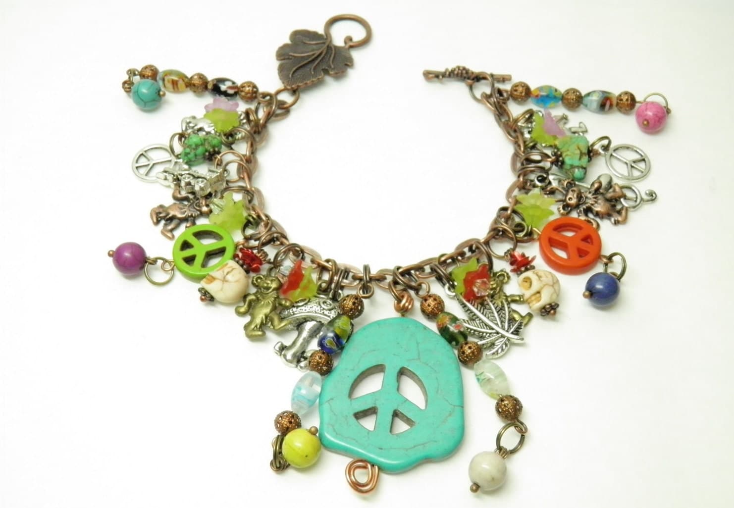 Grateful Dead Bracelet Jerry Garcia Deadhead Turquoise Peace