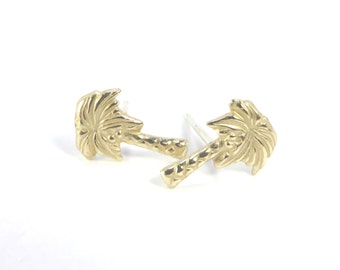 Palm tree studs, Tiny Palm trees, Palm tree Earrings, Palm posts, tropical studs, Gold palm tree studs, tropical jewelry, gold studs
