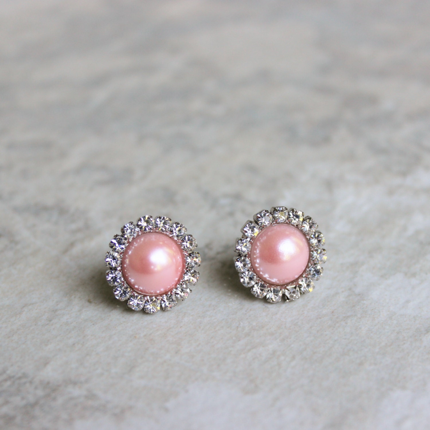 Pink Pearl Earrings Pink Earrings Pink Bridesmaid Jewelry 4203