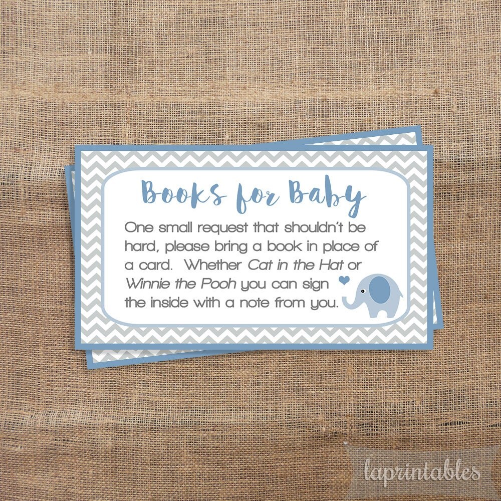 Blue Elephant Baby Shower Book Request Printable Blue And