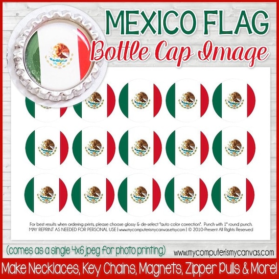 MEXICO FLAG Bottle Cap Image Mexican Flag Printable Inchie