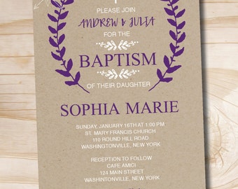 ORNATE BAPTISM Custom Baptism Invitation / Christening