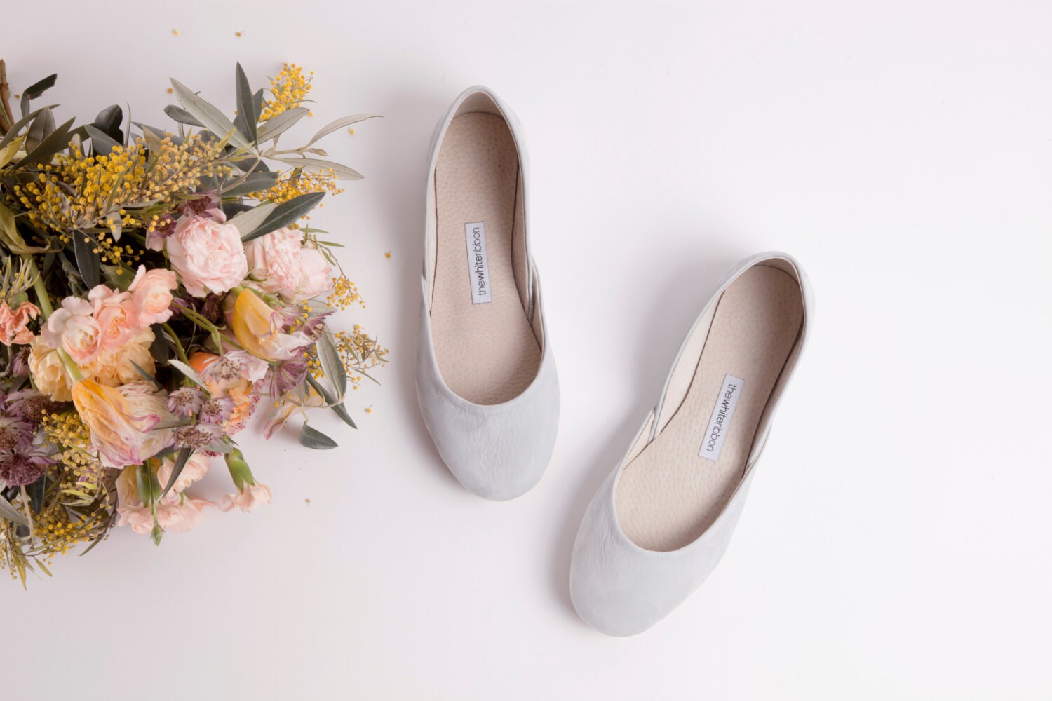light gray ballet flats