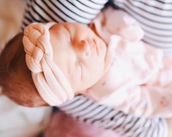 Blush Baby Headband - Top Knot Headband - Baby Headwrap - Coming Home Headband - Pink Baby Headwrap - Baby Headband - Newborn Headband