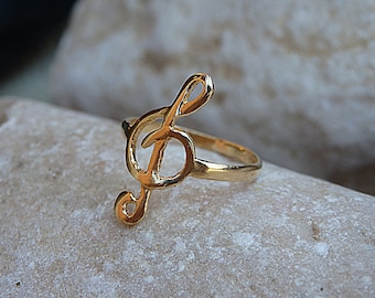 G Clef Treble Clef Ring. Goldfilled Music Ring. Gold Musical Note Ring. Musical Gift. Sol Key Ring. Music Jewelry. Music Lovers Ring Gift