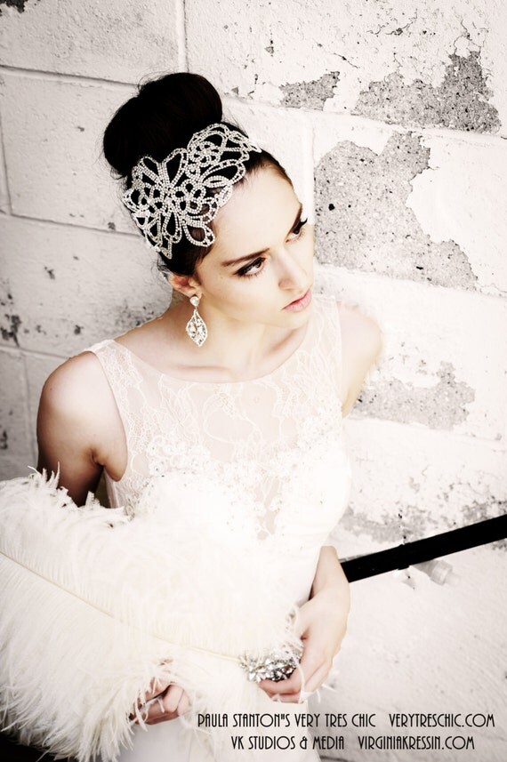 Art Deco Wedding Inspired Rhinestone Wedding Headband Tiara